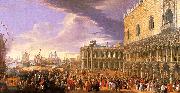 Luca Carlevaris Entry of the Earl of Manchester into the Doge's Palace USA oil painting reproduction